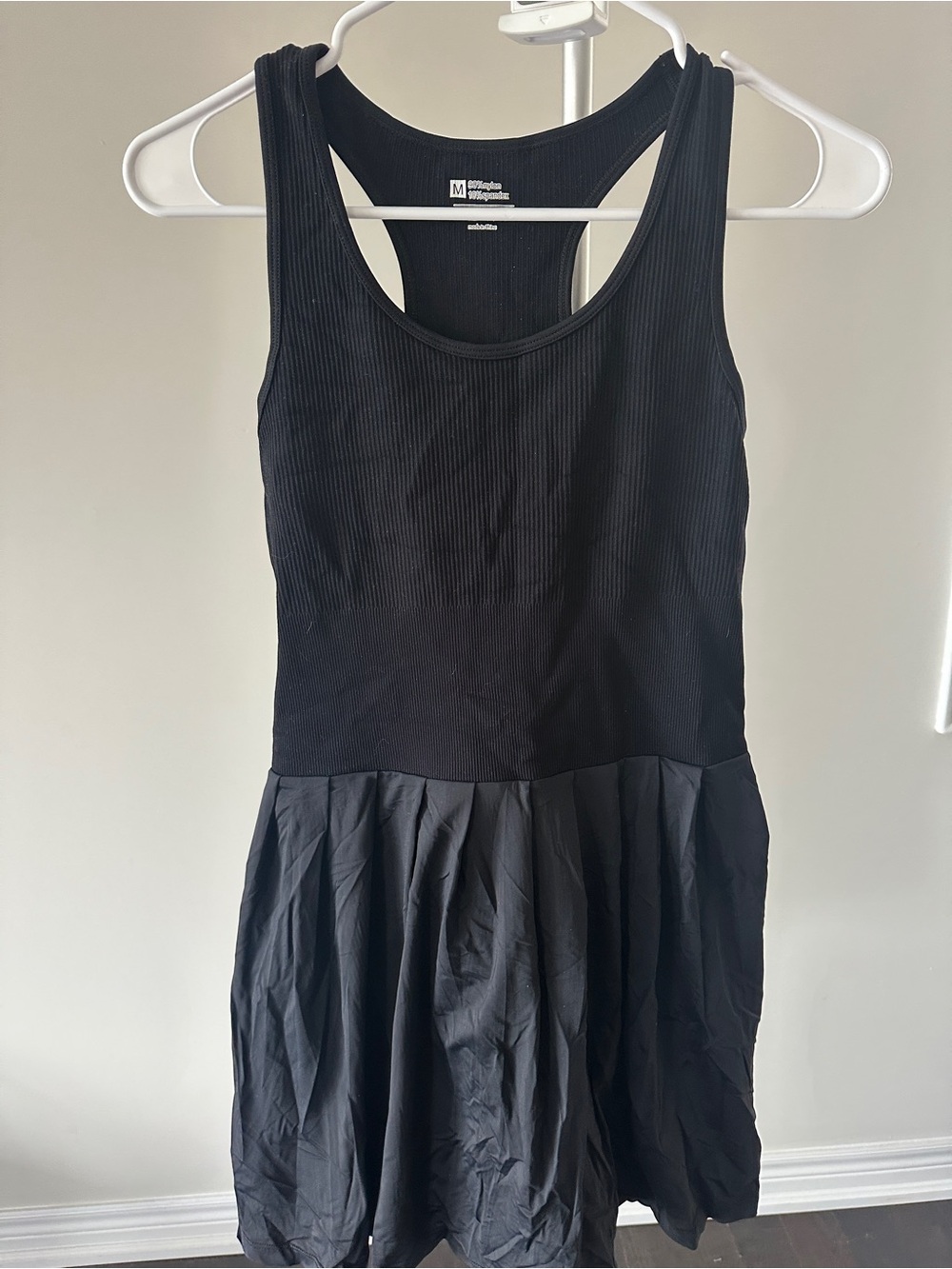 Black Ribbed Racerback Lined Dress